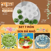 Silicon vỉ 7 sen đá nhỏ đổ râu câu, bánh thạch trang trí bánh sinh nhật, mâm lễ